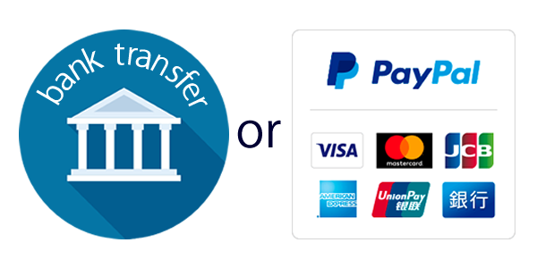bank transfer or Paypal